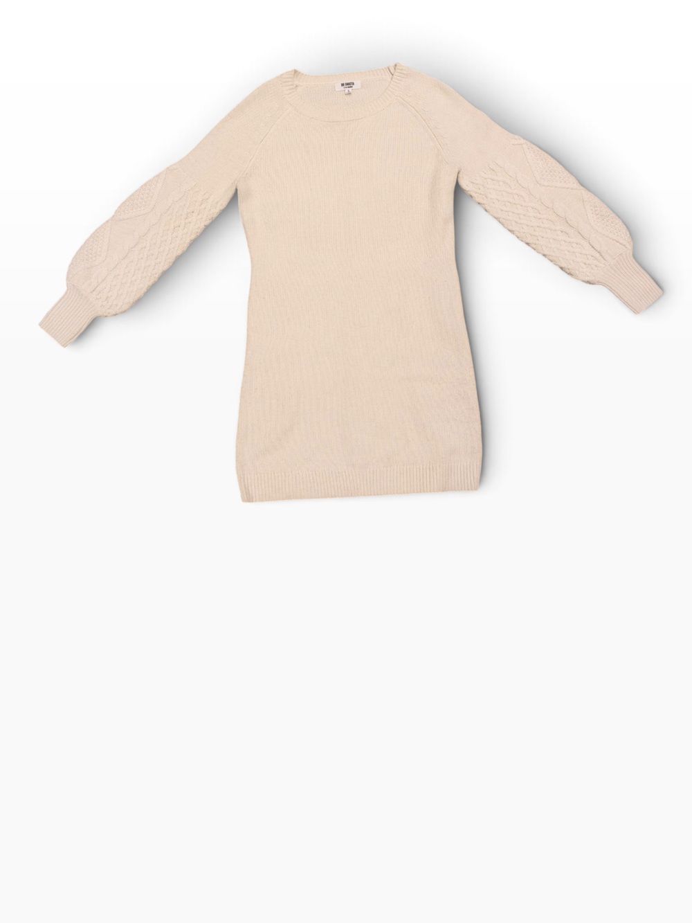 BB Dakota Cream Cable-Knit Balloon Sleeve Sweater